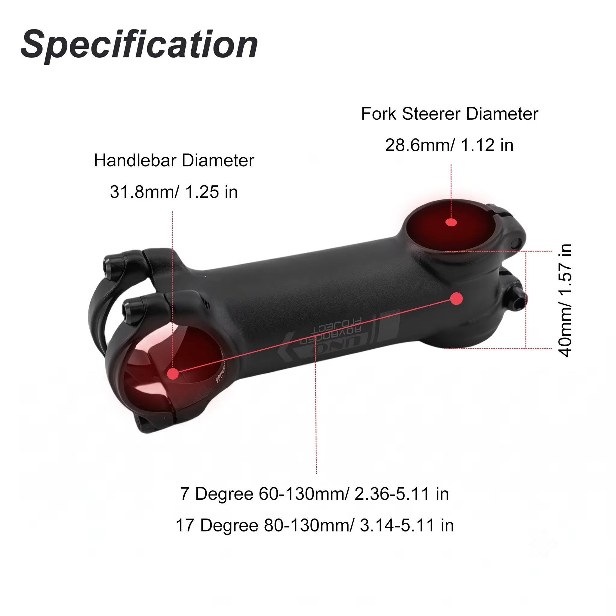 Tige de vélo VTT ultralégère en titane noir intégral Al7050 -7 ° / 17 ° Guidon 60-130 mm 31