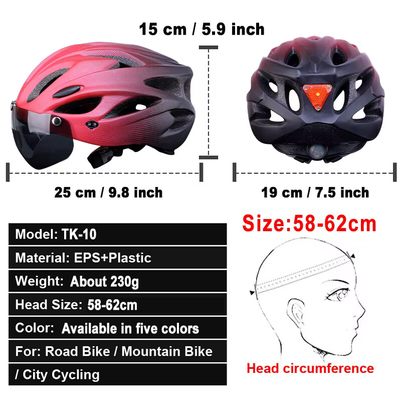 Casque de vélo avec LED feu arrière