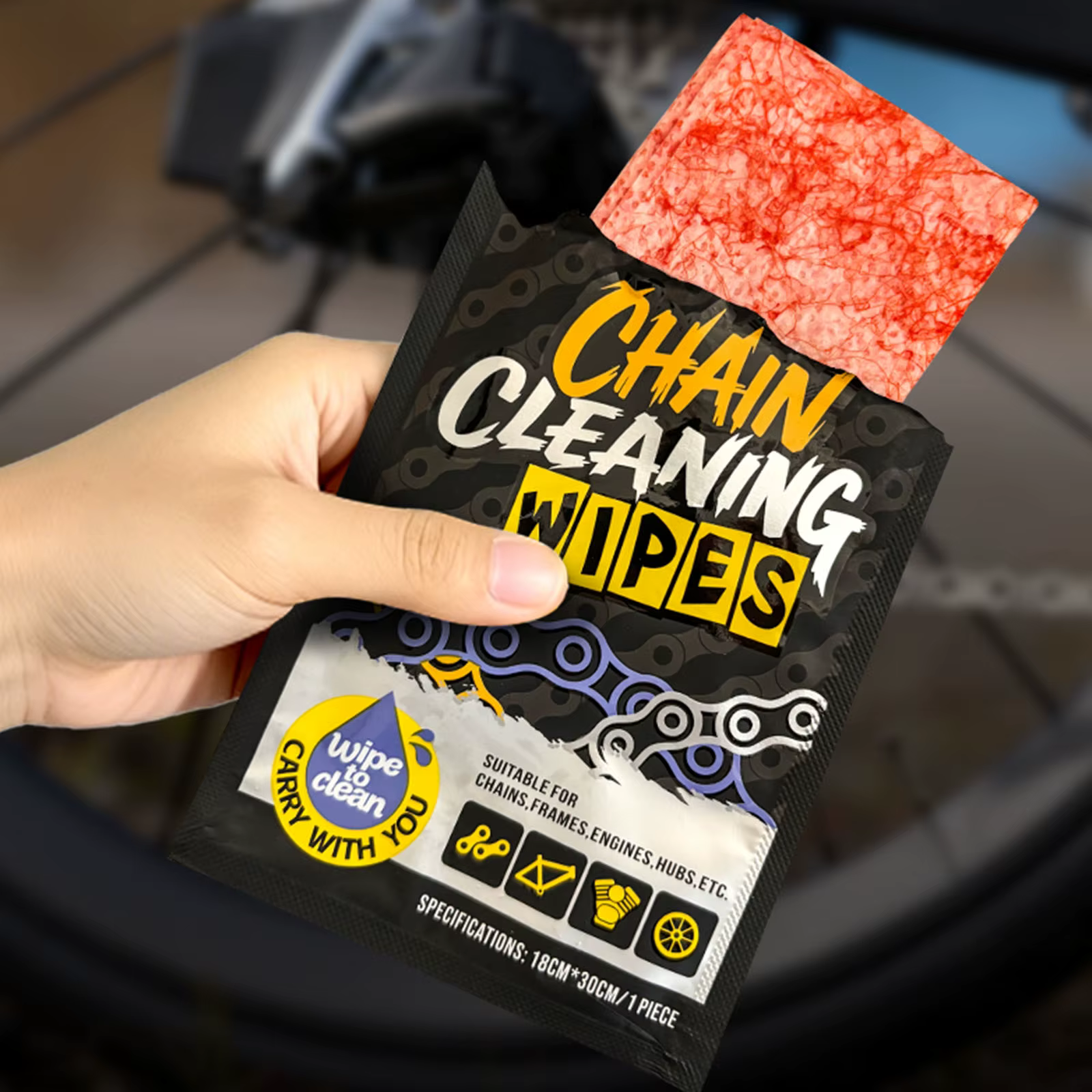 Lingettes de nettoyage de chaîne de vélo réutilisables