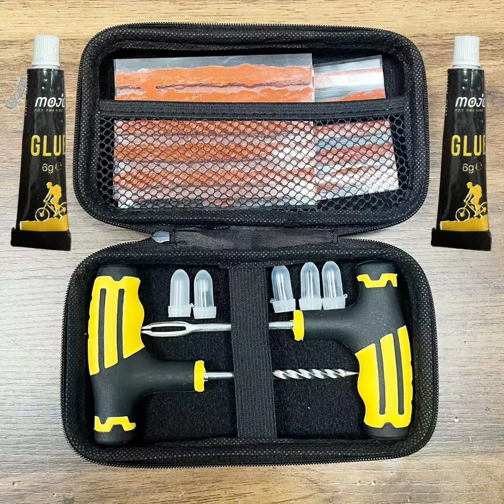 Kit de réparation de pneus d'urgence – Colle robuste et bandes de caoutchouc pour la fixation de crevaison plate sur