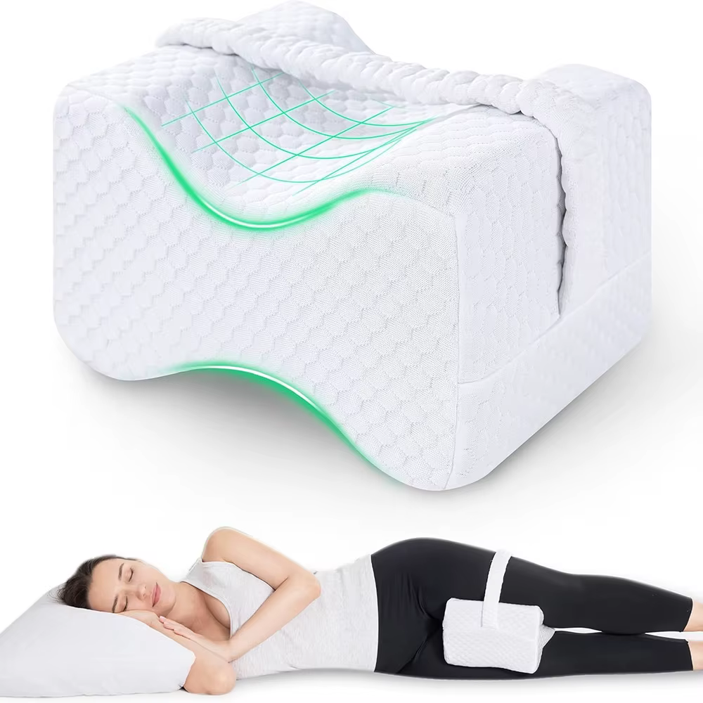 Oreiller pour dormeurs latéraux avec sangles, oreiller pour jambes et genoux en mousse à mémoire de forme douce, oreiller pour jambes en mousse à mémoire de forme pour dormeurs latéraux
