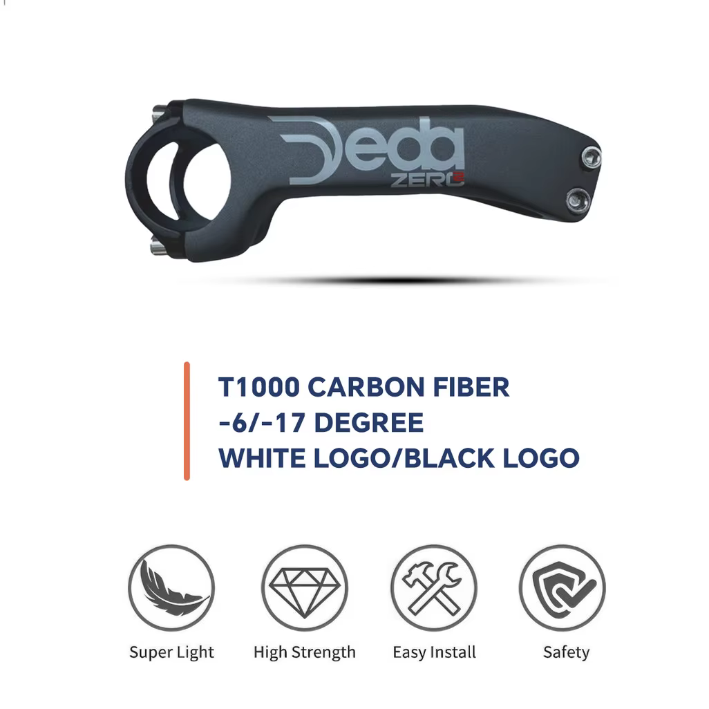 Nouveau logo JEDA noir/blanc 6 ° /17 °   Tige de vélo coudée 31.8 * 70-130mm pour VTT et vélo de route, en carbone intégral T1000, Pièces de vélo