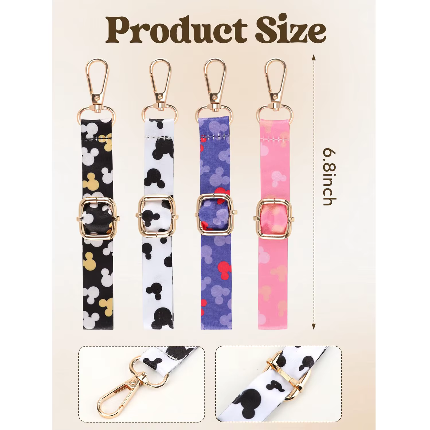 Accessoires de mode mignons pour cheveux pour femmes et filles, breloques de sac de fête, serre-tête oreilles Minnie Mickey Mouse, porte-clés à sangle réglable