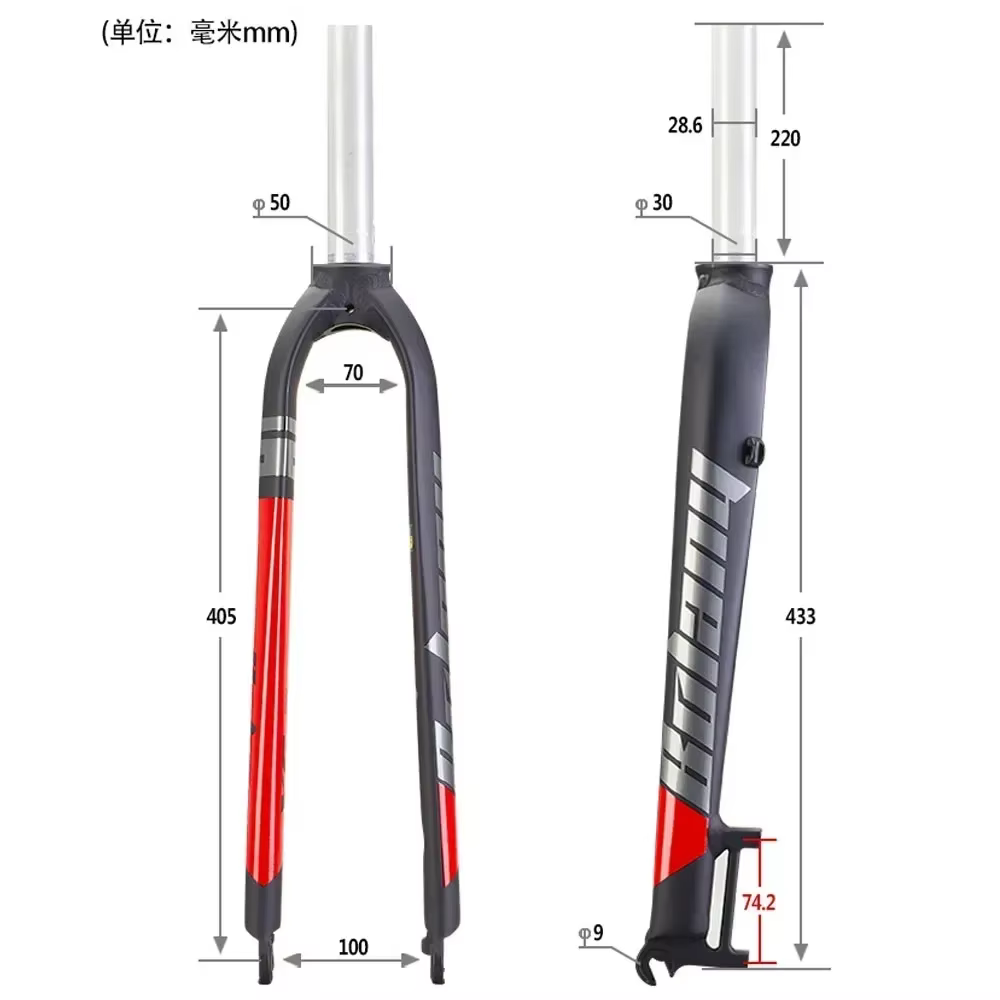 Bolany 26/27.5/29 pouces fourche rigide vtt adapté pour vélo de montagne X6 Tube droit en alliage d'aluminium