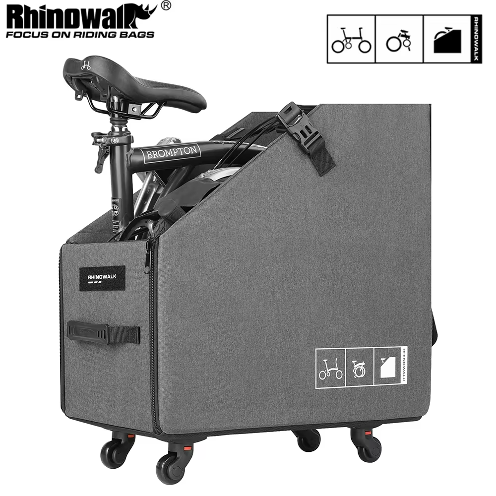 Boîte de rangement pliable pour vélo Rhinowalk avec roue à dégagement rapide