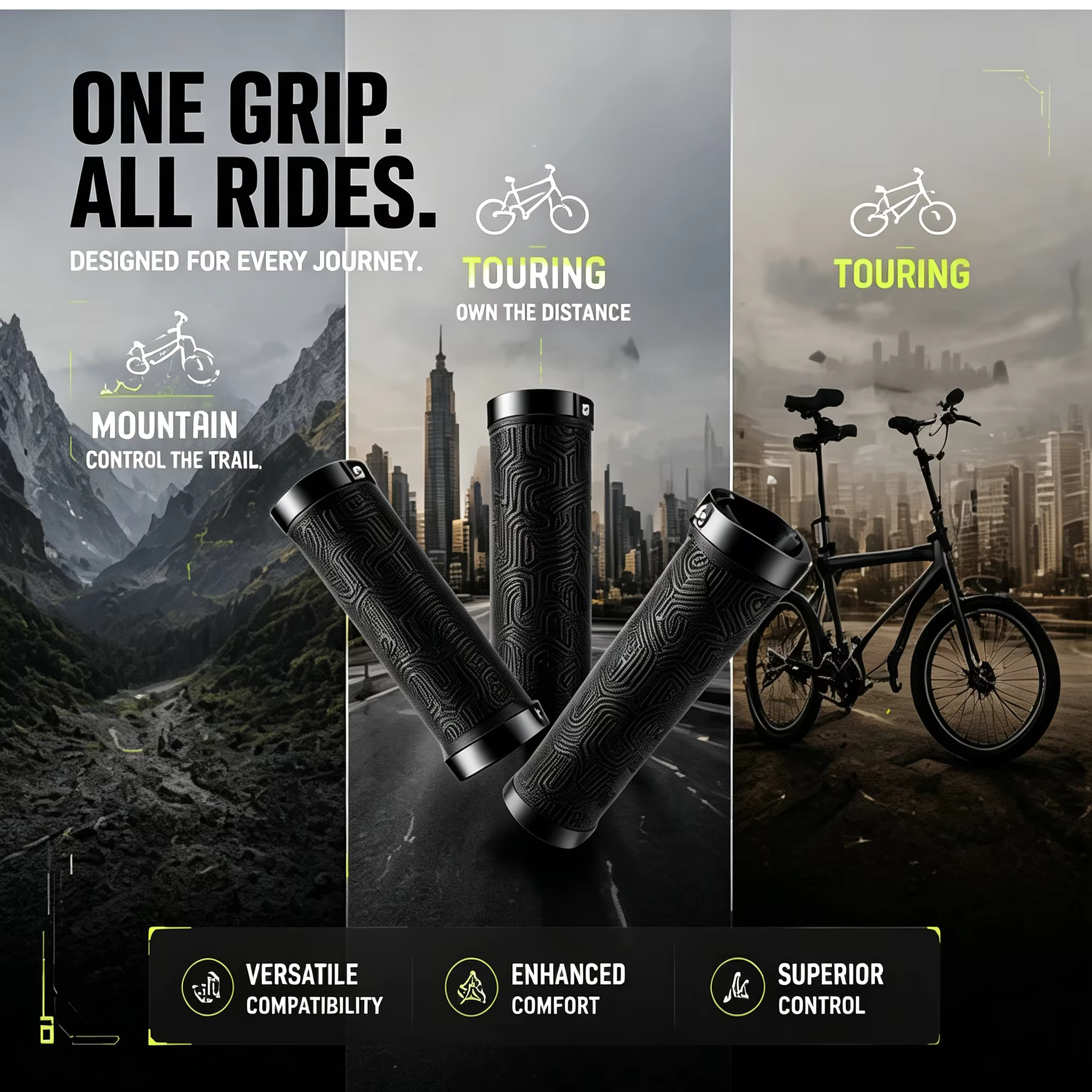 Nouvelles poignées de vélo en caoutchouc 22 mm