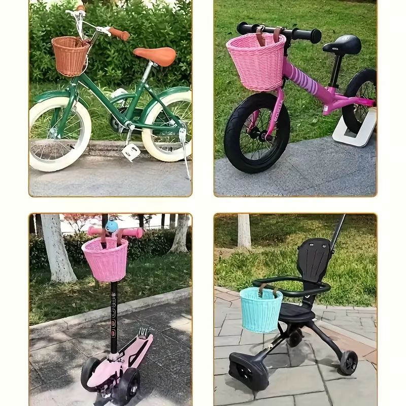 1 panier de vélo, panier de rangement de style tressé