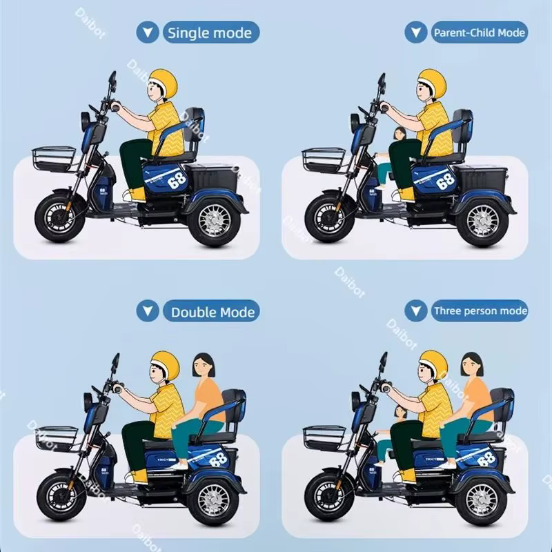 Tricycle électrique adulte Senior avec siège passager 600W 48V 20AH famille tout Terrain Scooter