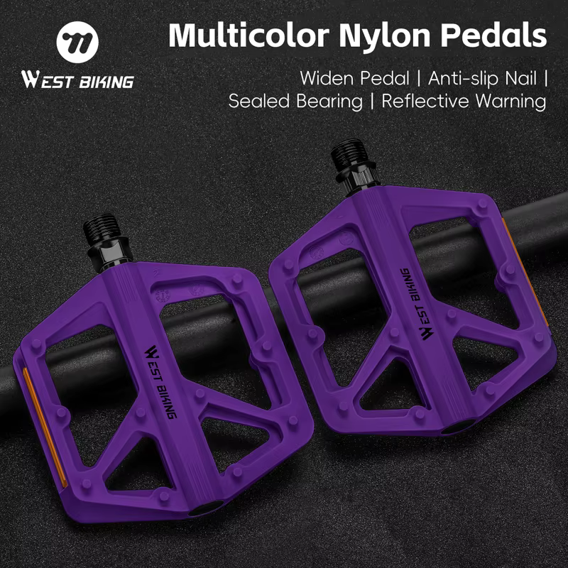 Pédales de vélo multicolores en nylon WEST BIKING avec roulement