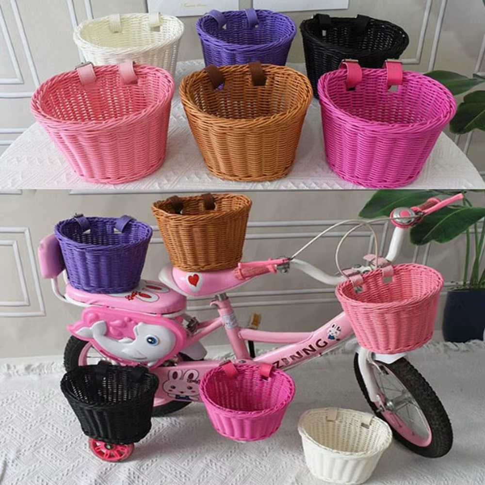 Nouveau panier de vélo en rotin et osier pour enfants avec ceinture