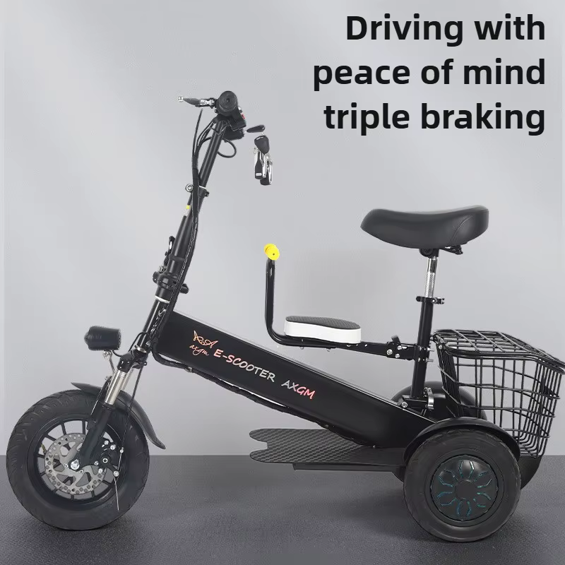 Pliant avec panier Scooter électrique Mini petite batterie au Lithium amovible Tricycle