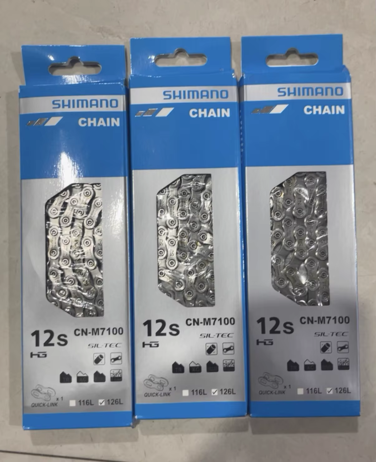 Chaîne de vélo de sport VTT professionnelle SHIMANO CN-M7100 CN-M8100 12 vitesses 126L HG+ SIL-TEC Connecteurs à changement de vitesse rapide et fluide
