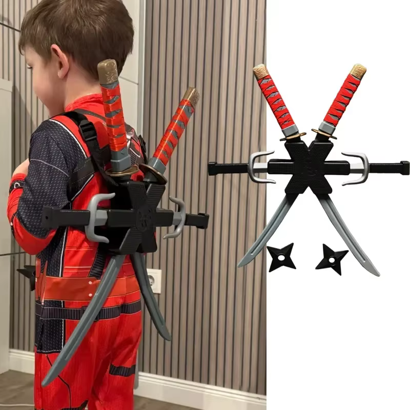 Ensemble Ninja pour Halloween, accessoires de cosplay de samouraï pour enfants, bretelles, ensemble de couteaux, accessoire d'épée, modèle de fléchettes, cadeaux, collection de jouets