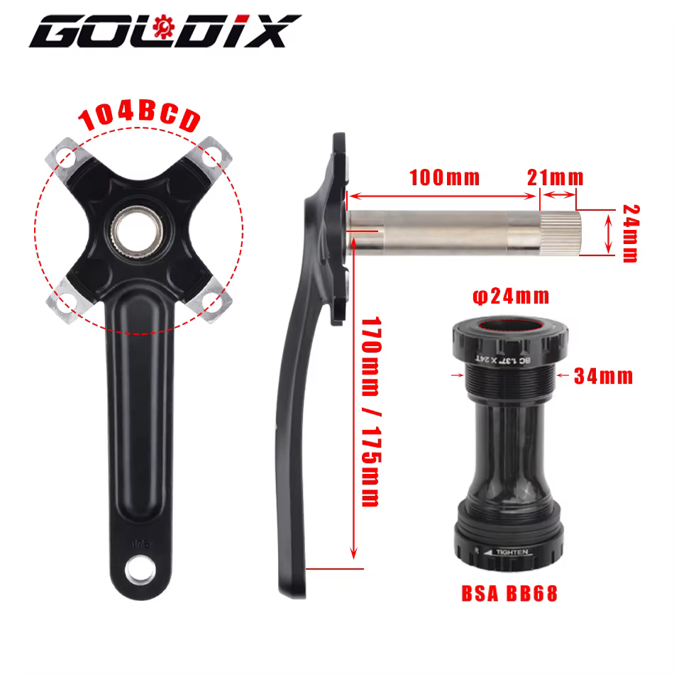 GOLDIX – plateau de manivelle de vélo 104BCD