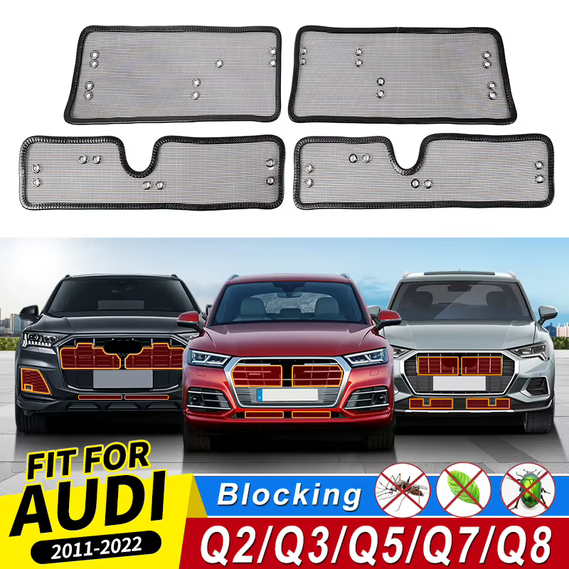 Pour Audi Q2 Q3 Q5 Q7 Q8 2011-2022 2021 2020 Externe Tuning Accessoires Modifiés, Calandre pour Empêcher Des Insectes Moustiques et Sable,Amélioré, externe, en acier inoxydable, Protection,2019 2018 2