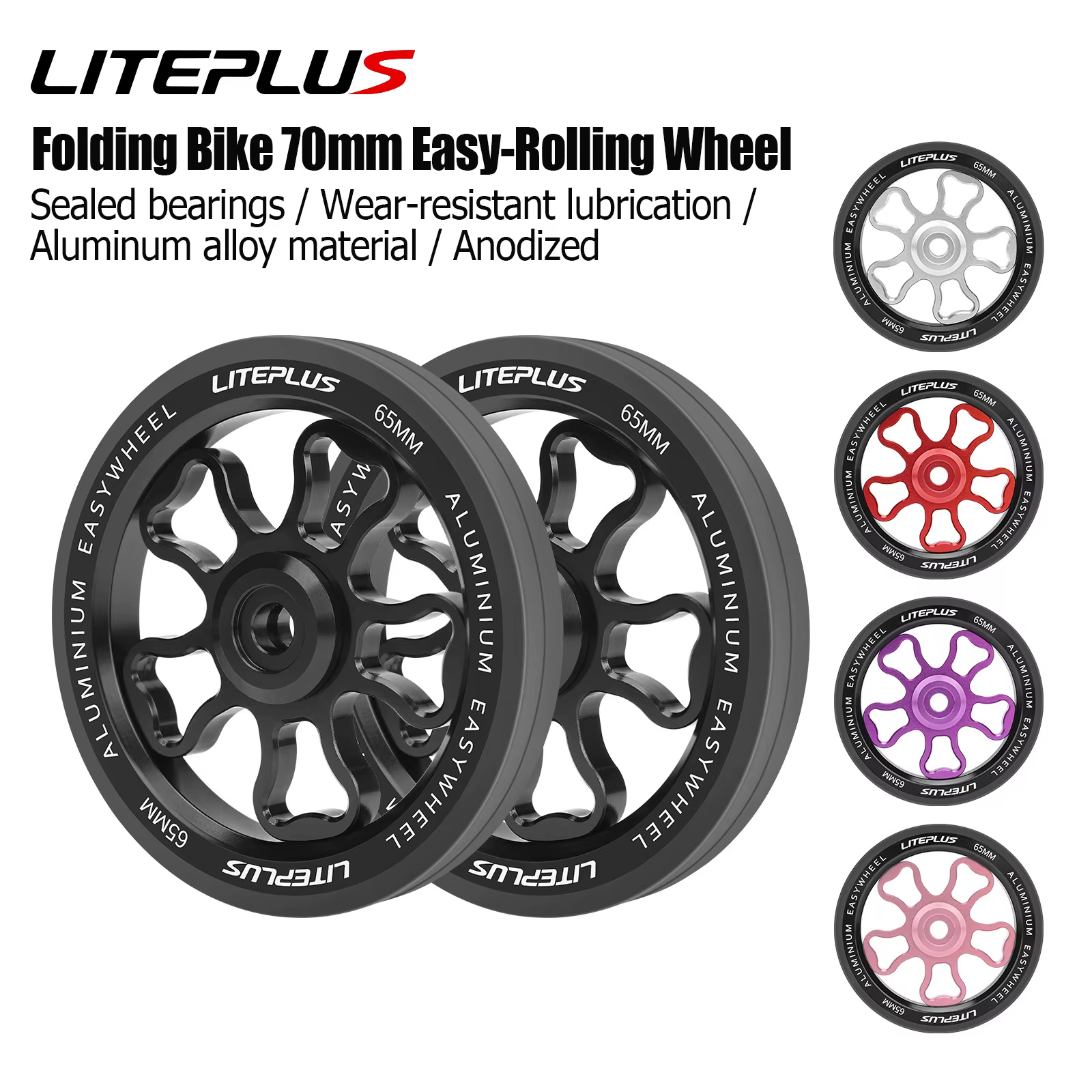 Roues pliantes LITEPLUS en alliage d'aluminium 70 mm pour vélo Brompton