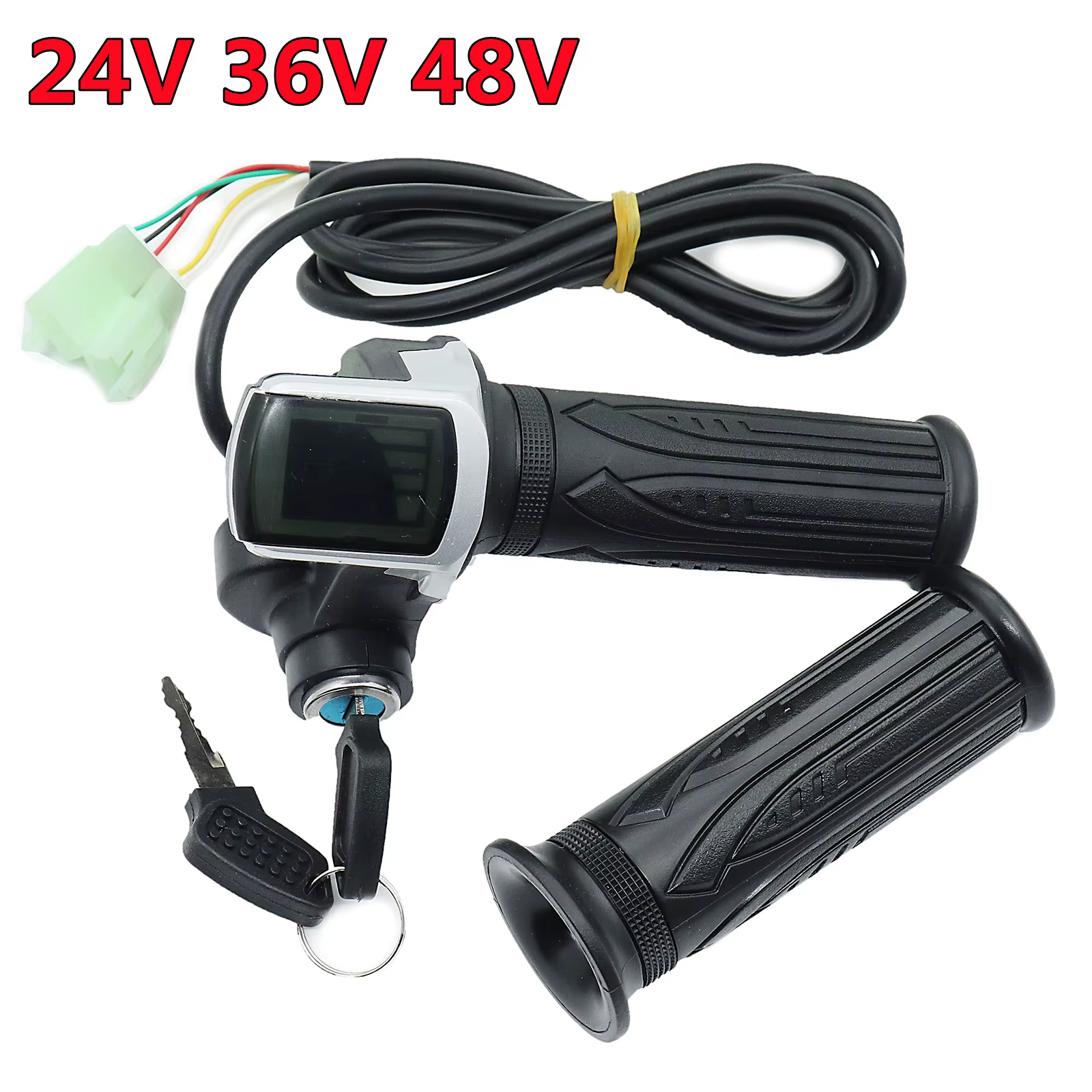 1 paire de poignées de réglage de la vitesse de l'accélérateur de vélo de Scooter électrique avec affichage de verrouillage à clé divide la poignée LCD 24V 36V 48V
