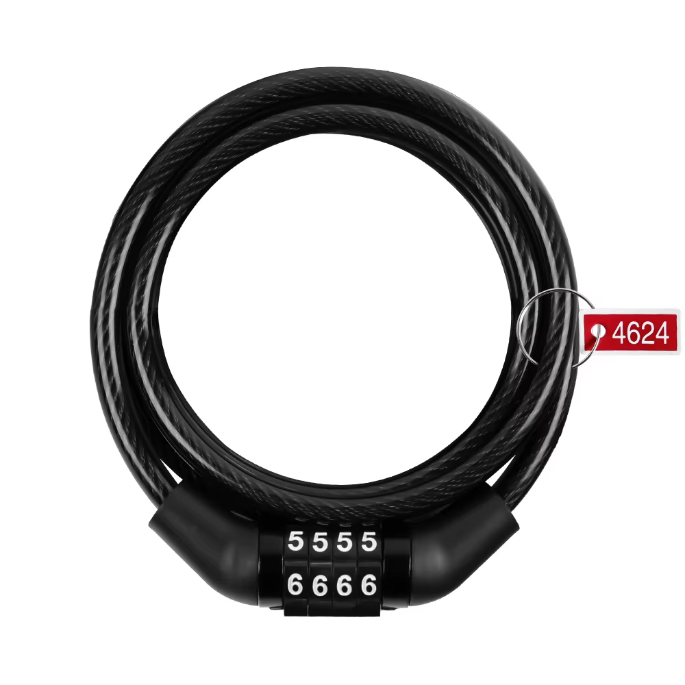 Serrure antivol à code à 4 chiffres pour vélo, accessoire de sécurité avec câble en acier