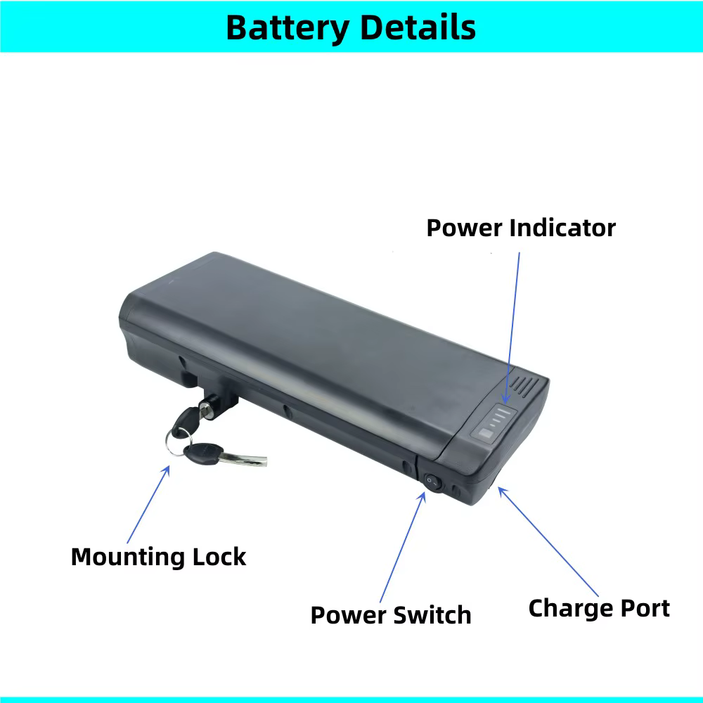 Batterie de vélo électrique de ville de support arrière 36V 6.6Ah 7.5Ah 7.8Ah 10.5Ah 10Ah 24V pour eLife Tourer Regency Apollo Bikemate Txed EC XVI