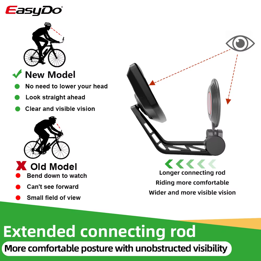 Vélo rétroviseur guidon fin VTT Durable large gamme arrière vue réflecteur réglable HD convexe verre