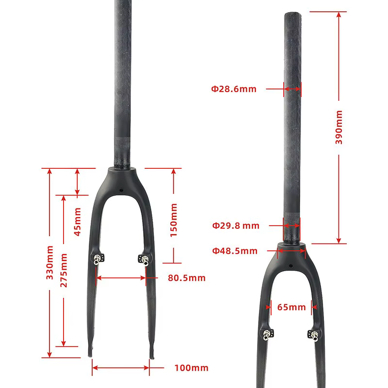 Fourche de vélo pliable en fibre de carbone 3K pour petites roues