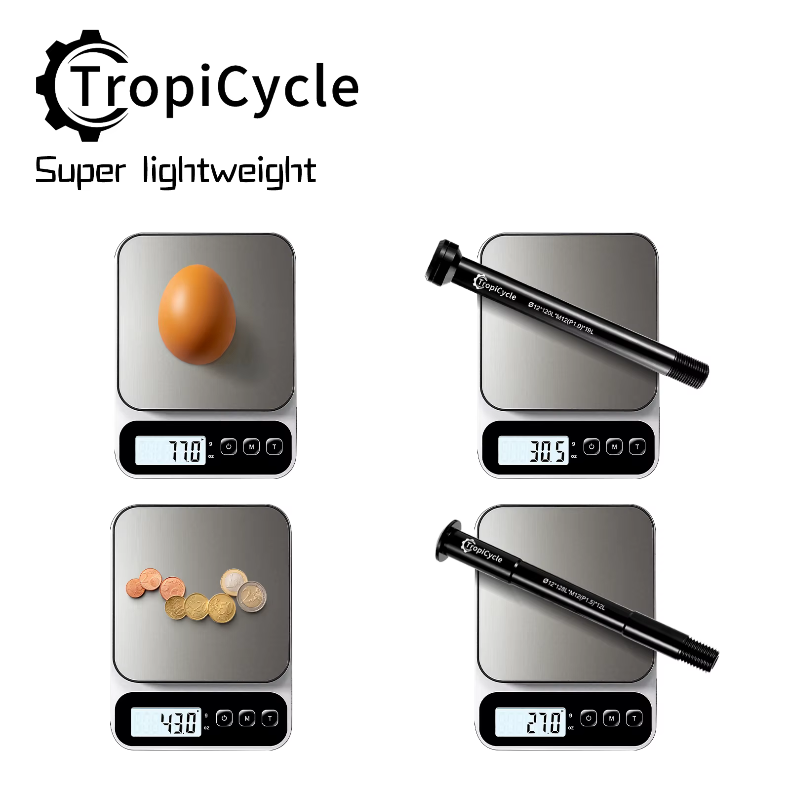 Tropicycle – Axe traversant de fourche avant pour VTT et vélo de route