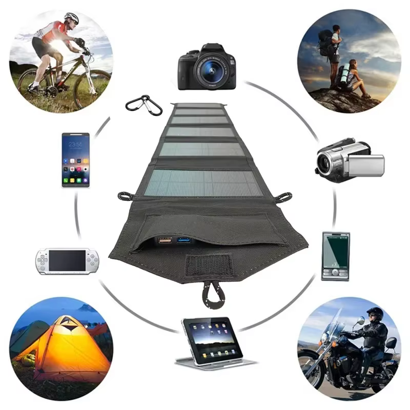 4 fois 100 W panneau solaire pliable 20 w/h panneaux solaires portables chargeur rapide USB 5 V DC