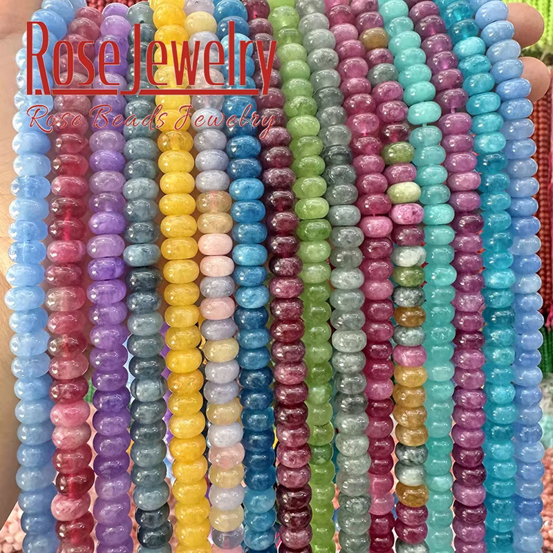 Perles Rondes en Tourmaline, Boulier, Jades Colorés Naturels, pour Bijoux de Direction, DIY, Bracelets, Colliers de la raq, 5x8mm, 15 Pouces