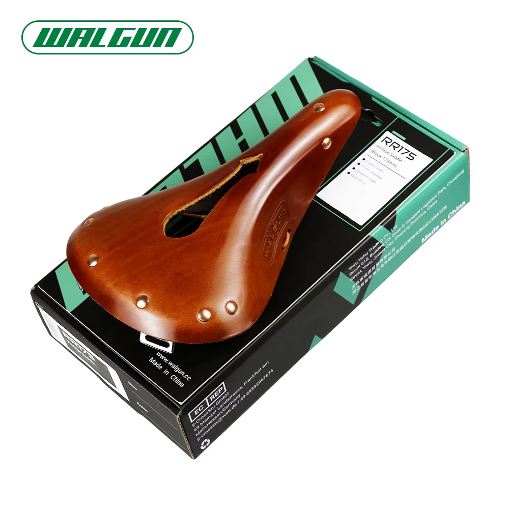 Selle de vélo WALGUN, selle en cuir vintage artisanale