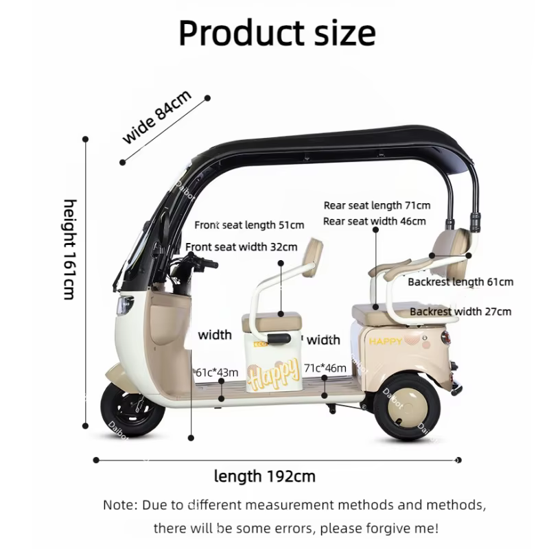 Tricycle Électrique Cargo avec Siège Passager pour Adulte