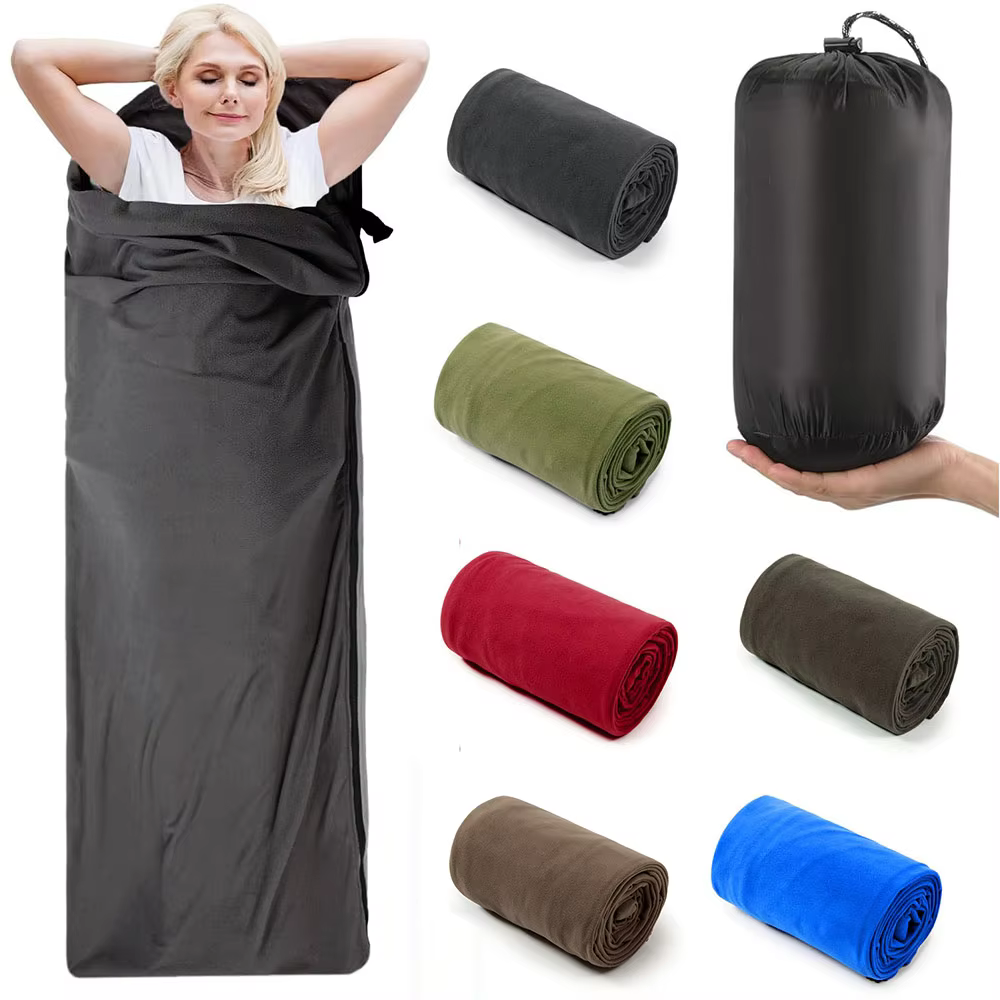 Sac de couchage en polaire pour l'extérieur, 180x80cm, sac de couchage simple en duvet, doublure intérieure, sac de couchage chaud, fournitures de camping et de voyage en plein air