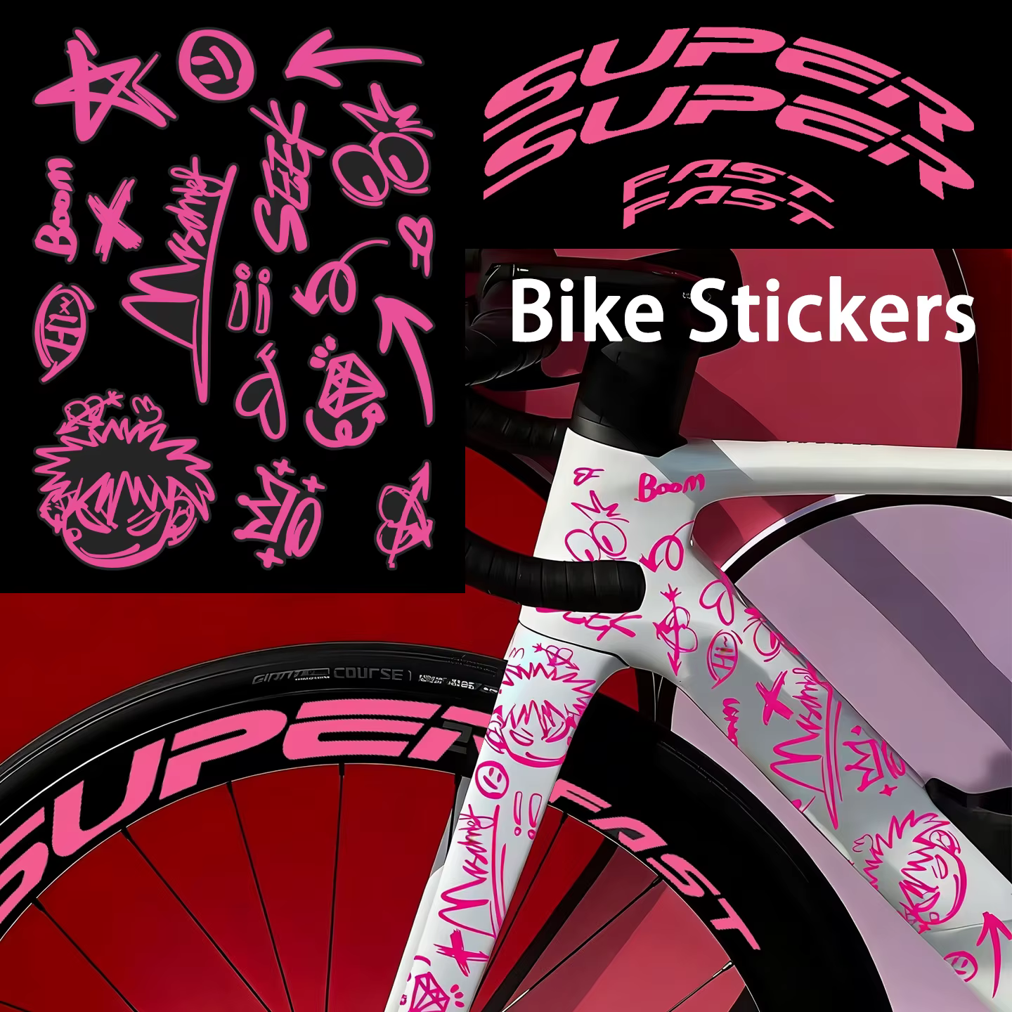 Kit d'autocollants décoratifs en vinyle DIY pour cadre de vélo