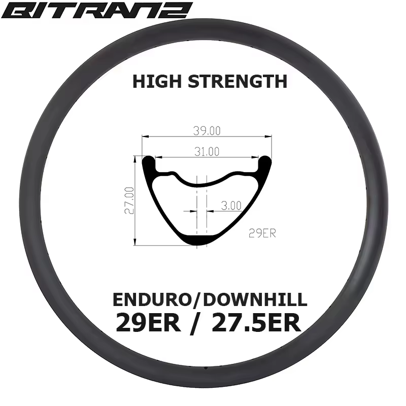 29er XC Boost AM ENDURO 39mm 31mm de large asymétrique vtt vélo Tubeless jantes en carbone 20mm 27mm UD 3K 29 pouces DH roue 24H 28H 32H 36H