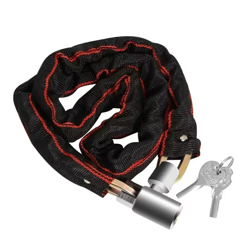 Antivol de vélo extra long et épaissi, chaîne antivol en nylon pour véhicules électriques 360 °   Verrou de vélo de montagne à protection rotative