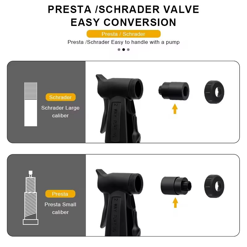 Pompe à vélo montagne vtt vélo de route gonfleur de pneu Schrader Presta Valve Portable 2 voies pompage pompe à Air manuelle