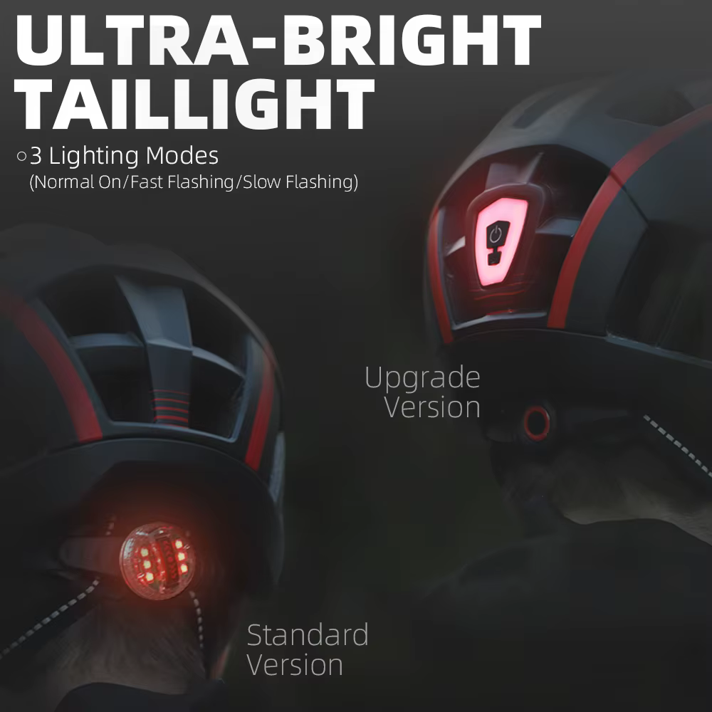 Casque de vélo avec feu arrière LED et pare-soleil pour homme et femme