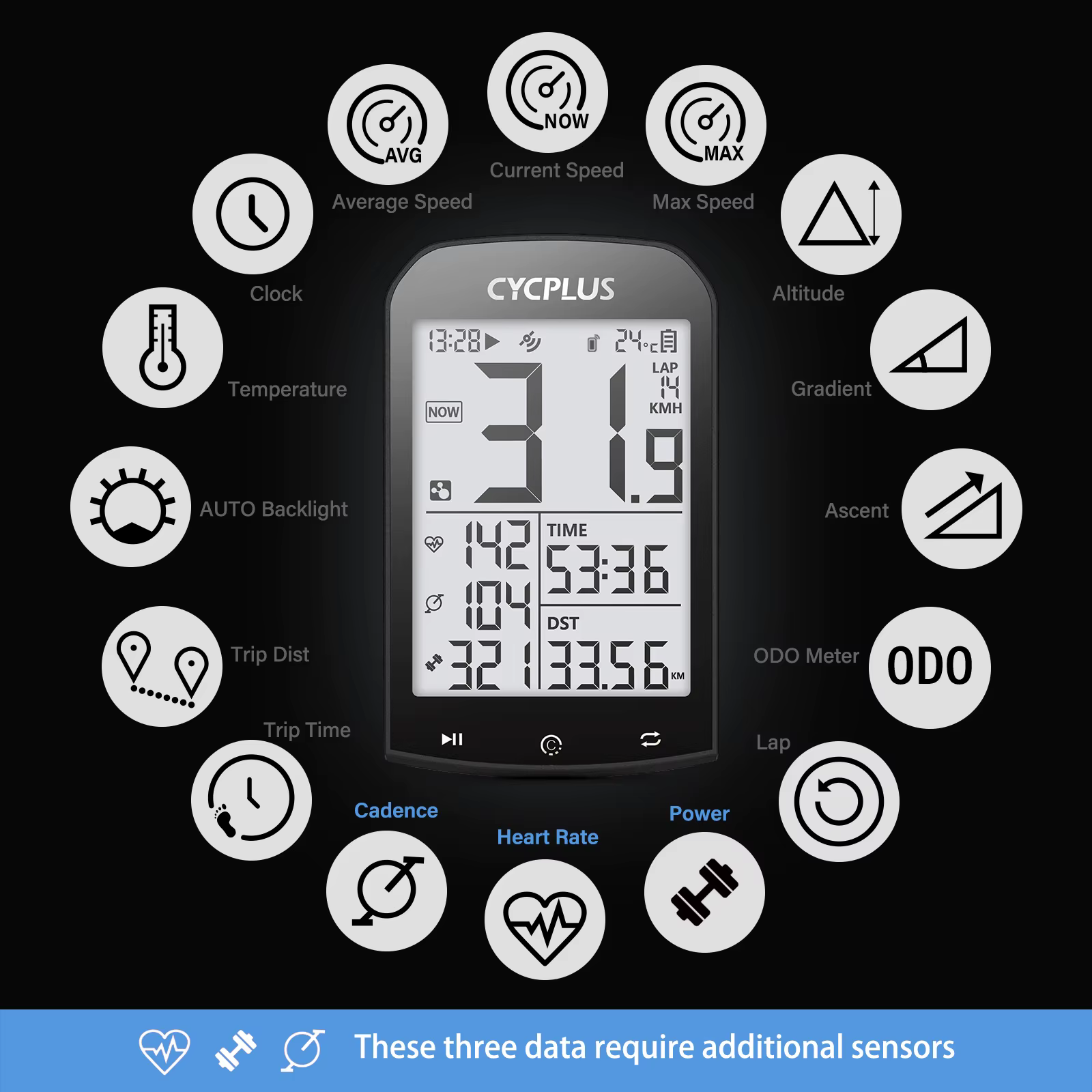 Ordinateur de vélo GPS CYCPLUS M1