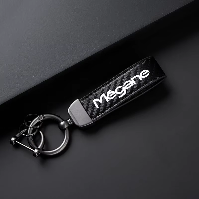 Porte-clés de voiture pour Megane Scenic GT RS, Logo couleur française, widget en métal, accessoires d'ornements en cuir et Fiber de carbone