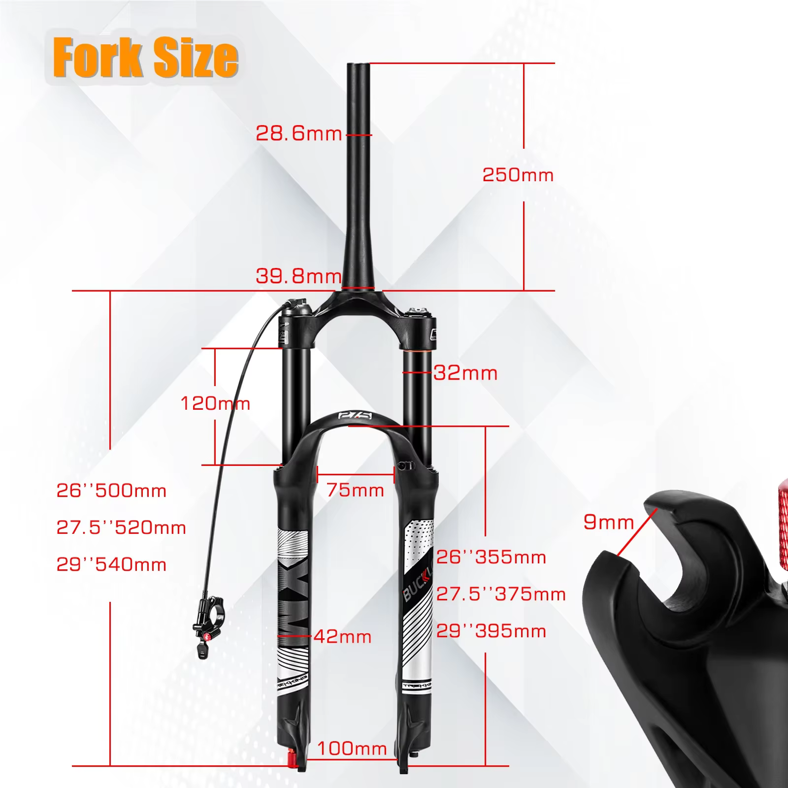 BUCKLOS fourche de vélo 26/27