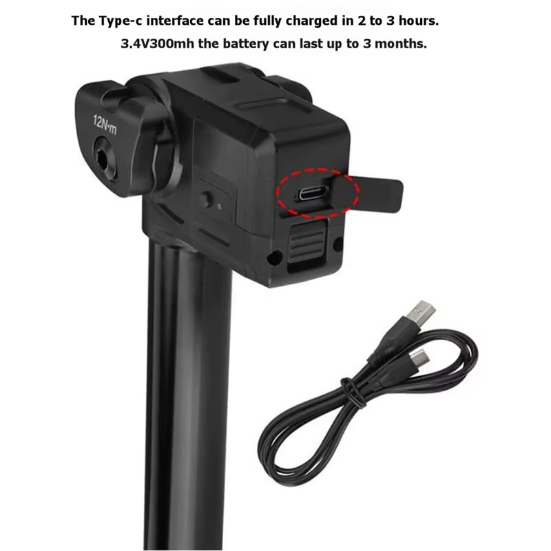 A89E-Travel Bike : Tige de Selle Électrique Intelligente Rechargeable sans Fil à Relevage Automatique, Étanche IP67, Conception