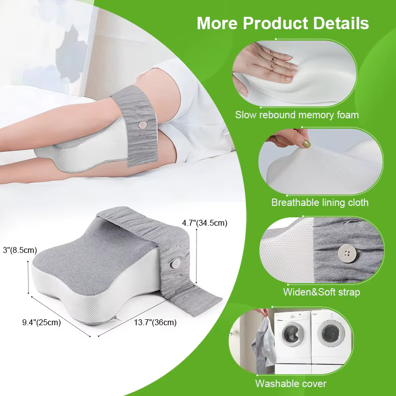 Oreiller long de 14 pouces pour dormir sur le côté, soutien complet des cuisses et des genoux pour une séparation des genoux requise, oreiller pour les jambes, grand, gris