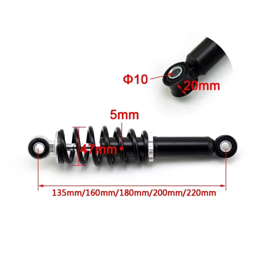 1 paire 220mm/200mm/180mm/160mm ressort arrière amortisseur Suspension pour e-bike électrique Harley Scooter vélo