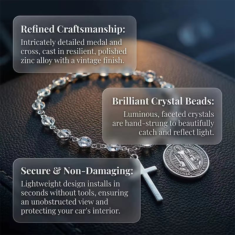 Accessoire de voiture, médaille et croix de Saint Benoît pour la décoration intérieure de voiture, pendentif de protection religieuse