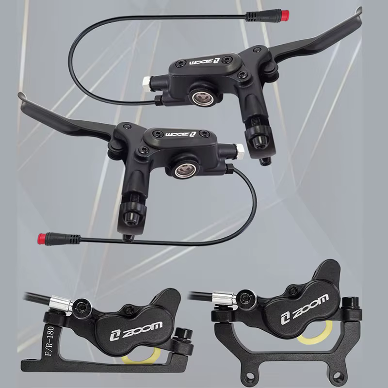 Frenos hydrauliques pour vélo électrique à 4 pistons ZOOM Fenêtre à huile visible et technologie de mise hors tension intelligente pour une sécurité et un contrôle ultimes