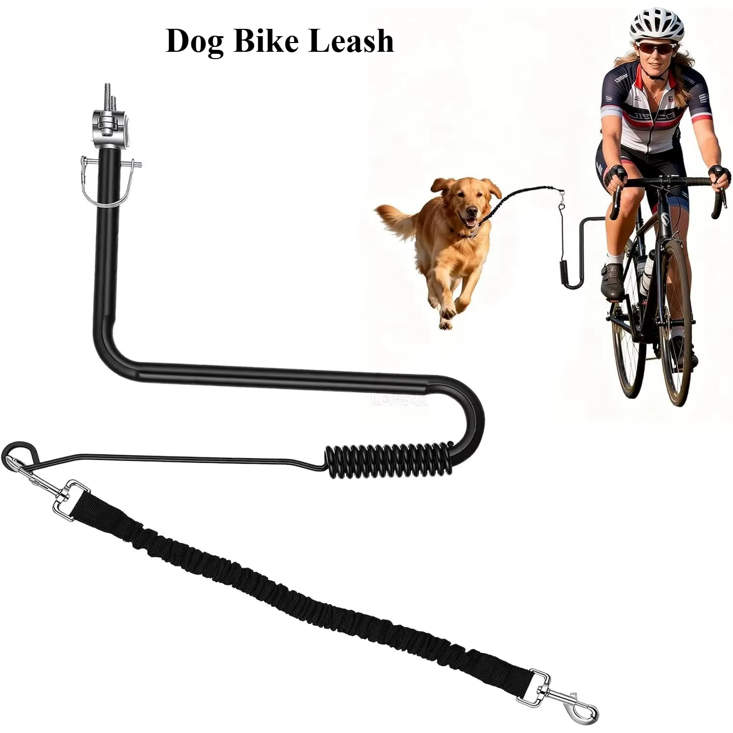 Laisse de vélo pour chien mains libres avec attache, corde élastique antichoc pour la course à pied et le cyclisme