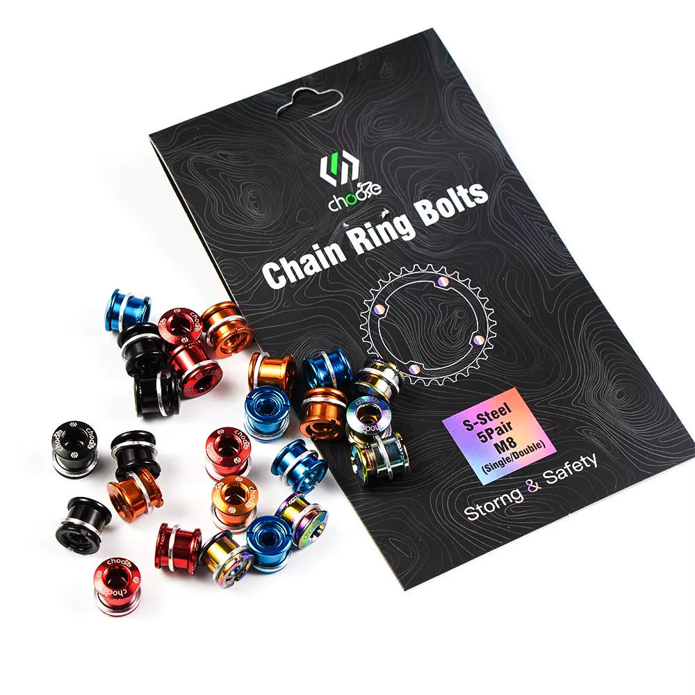 Chooee boulons de roue de chaîne en acier-Kit de 5 pièces pour vtt/vélo de route simple/Double plateau