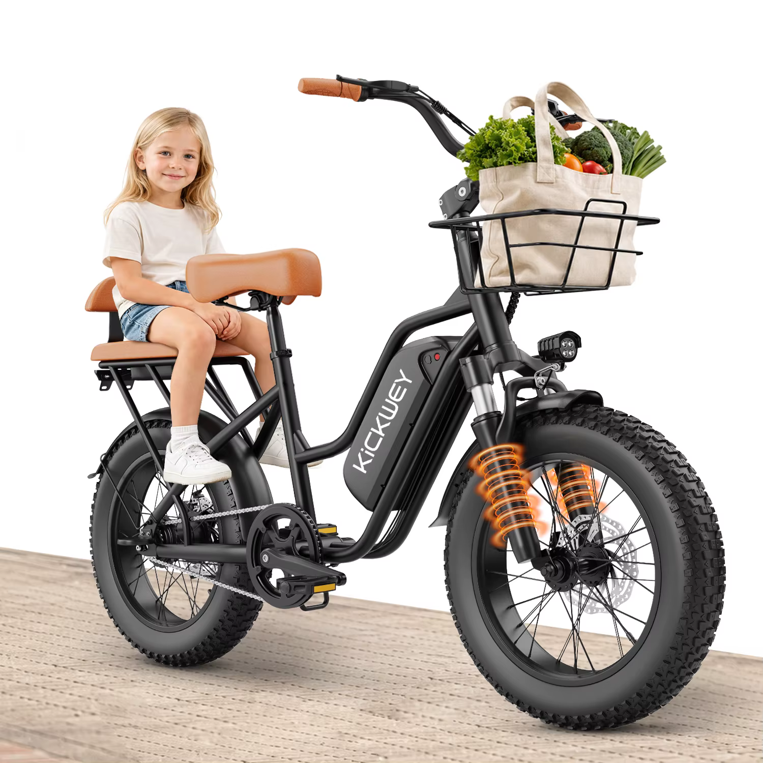 Vélo électrique Kickwey LD20 250W & 1000W 48V 20AH avec pneus larges 20x3 pouces