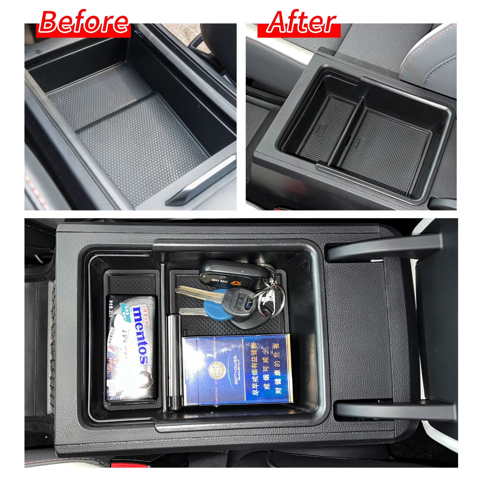 Smabee pour MG4 MG 4 EV MULAN 2022-2025 Boîte de rangement pour accoudoir central, plateau de console centrale de voiture, organisateur d'accessoires de rangement