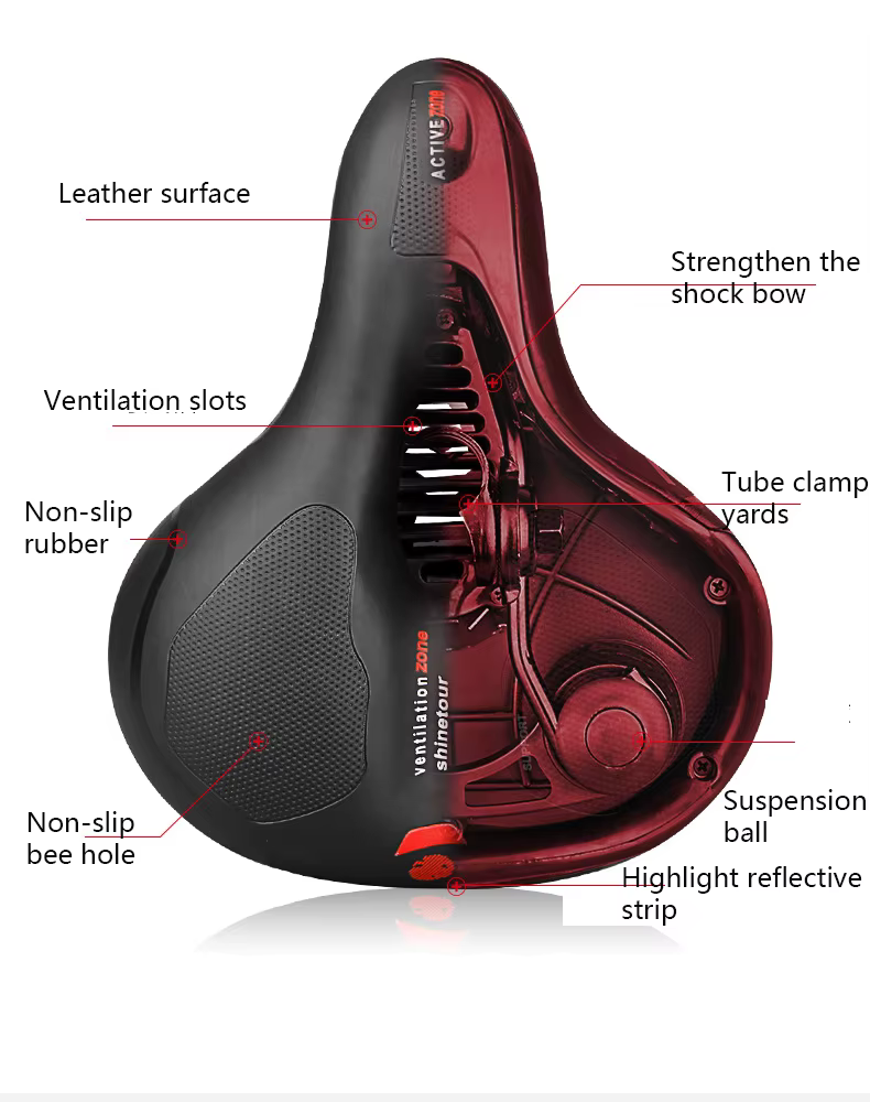 Selle de vélo creuse réfléchissante absorbant les chocs
