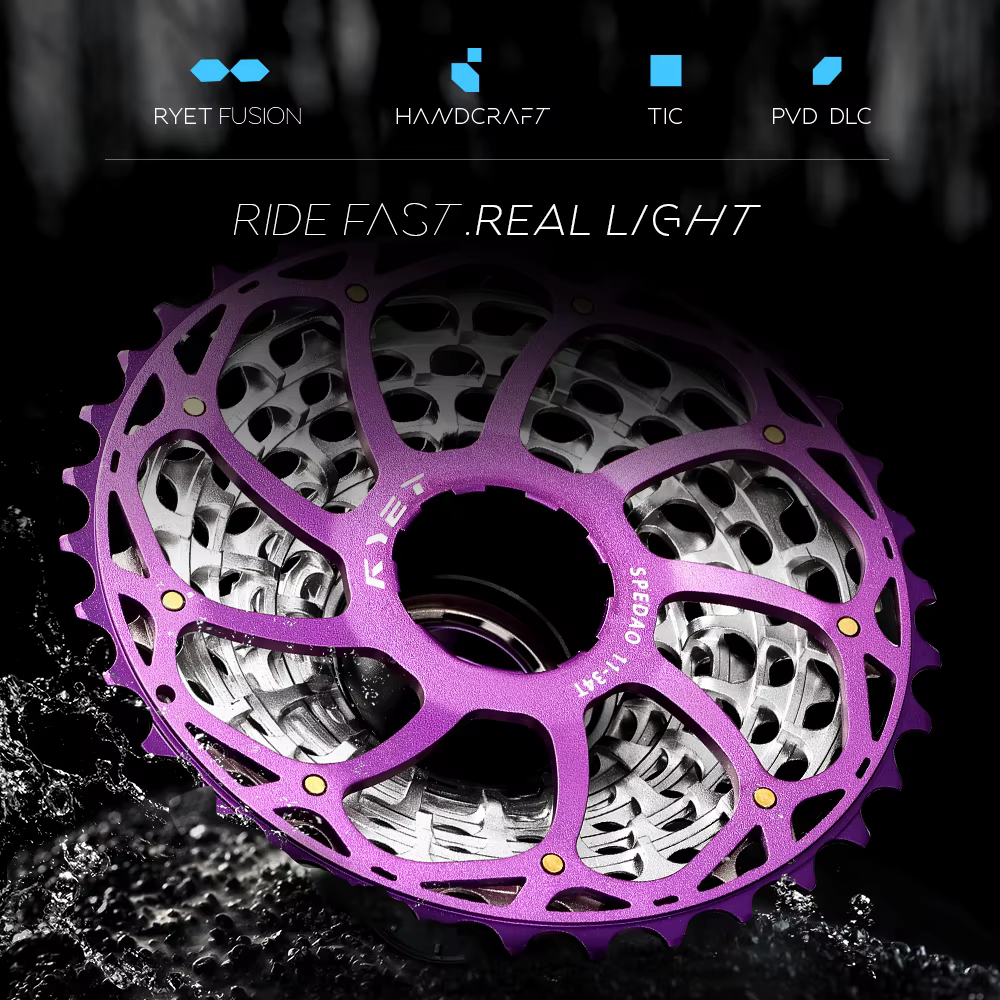 Cassette 12 vitesses RYET 2026 ultralégère 230g 11-34T CNC Alu/Acier HG pour vélo de route/gravel Shimano K7